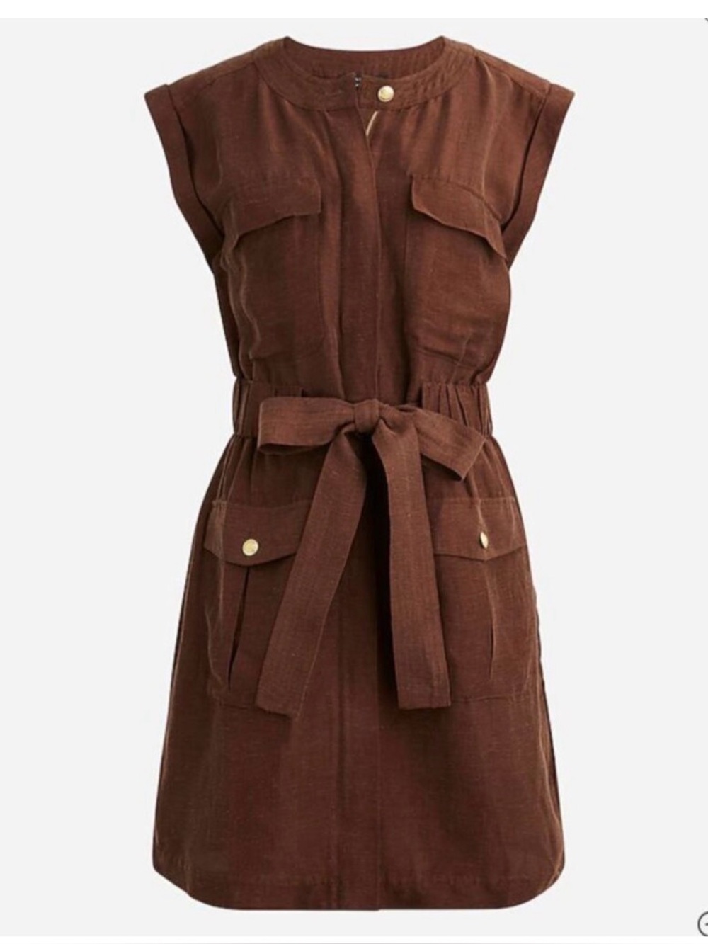 J.crew - 8 - Brown Belted Utility Dress linen/cupro